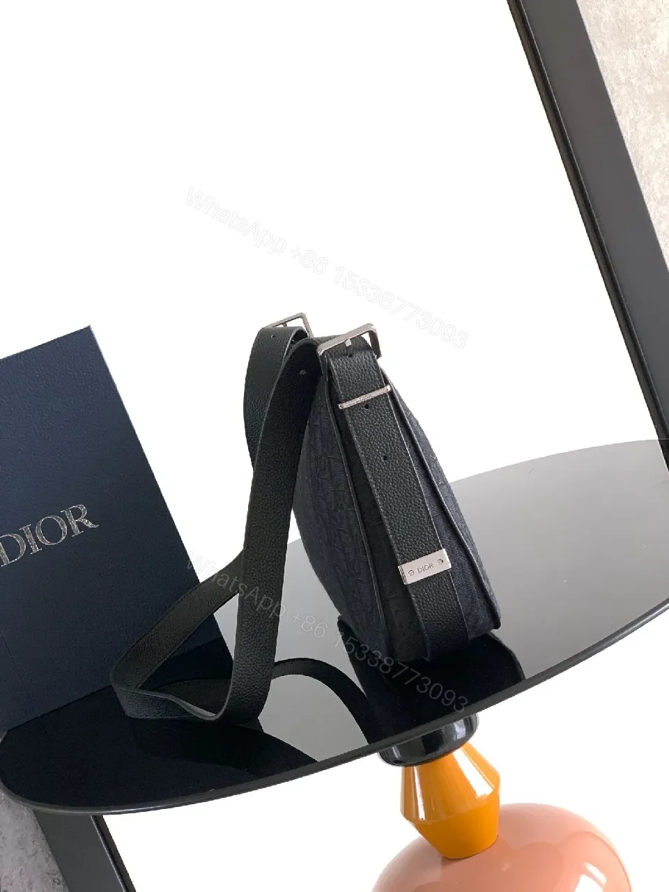View 7 of Dark Monogram Crossbody: Compact Luxury Bag, Gold Hardware