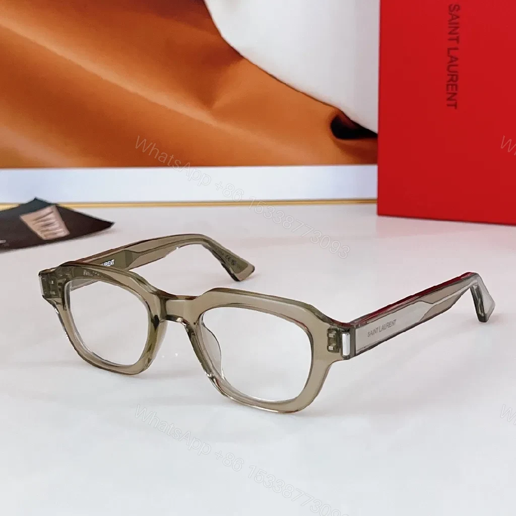 Taupe Transparent Frames with Luxe Saint Laurent Accent — view 1