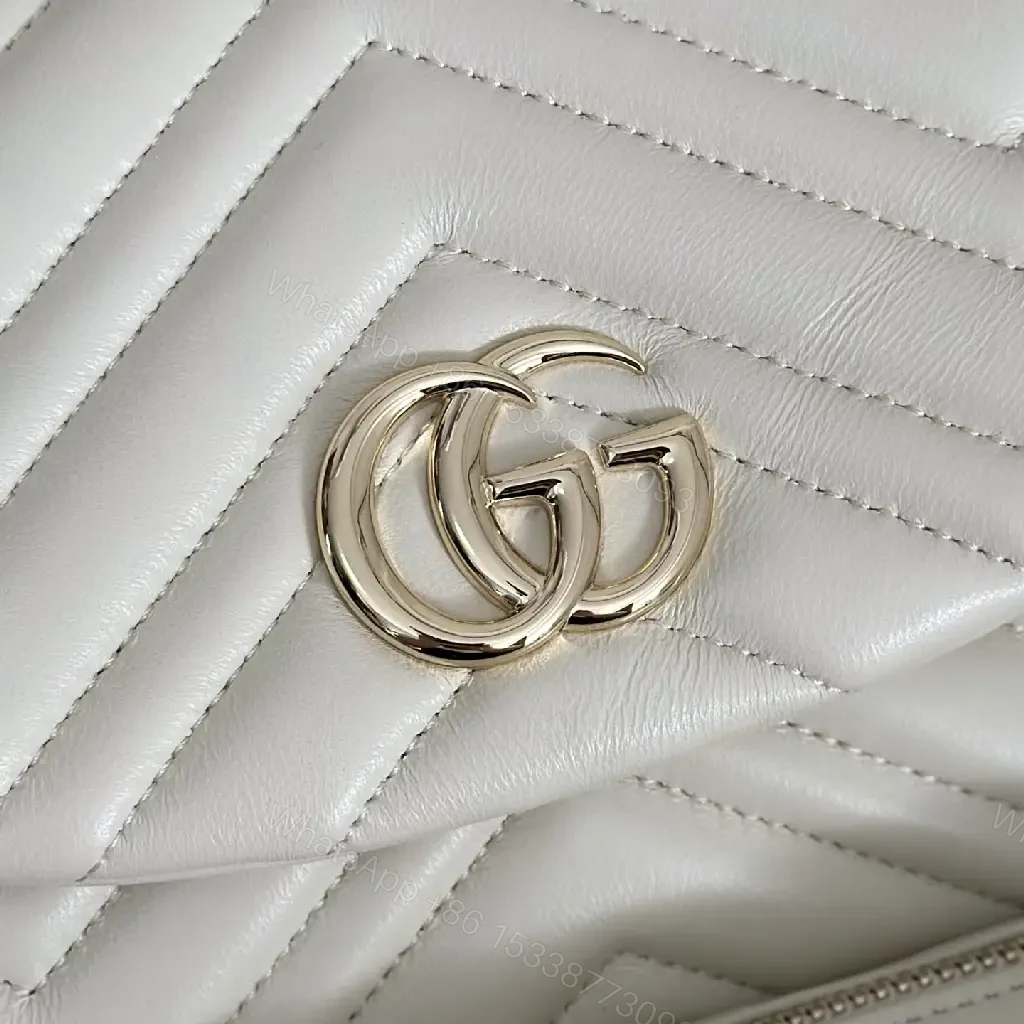 View 8 of Off-White Cream Quilted Chevron Backback with Gold Logo Flap