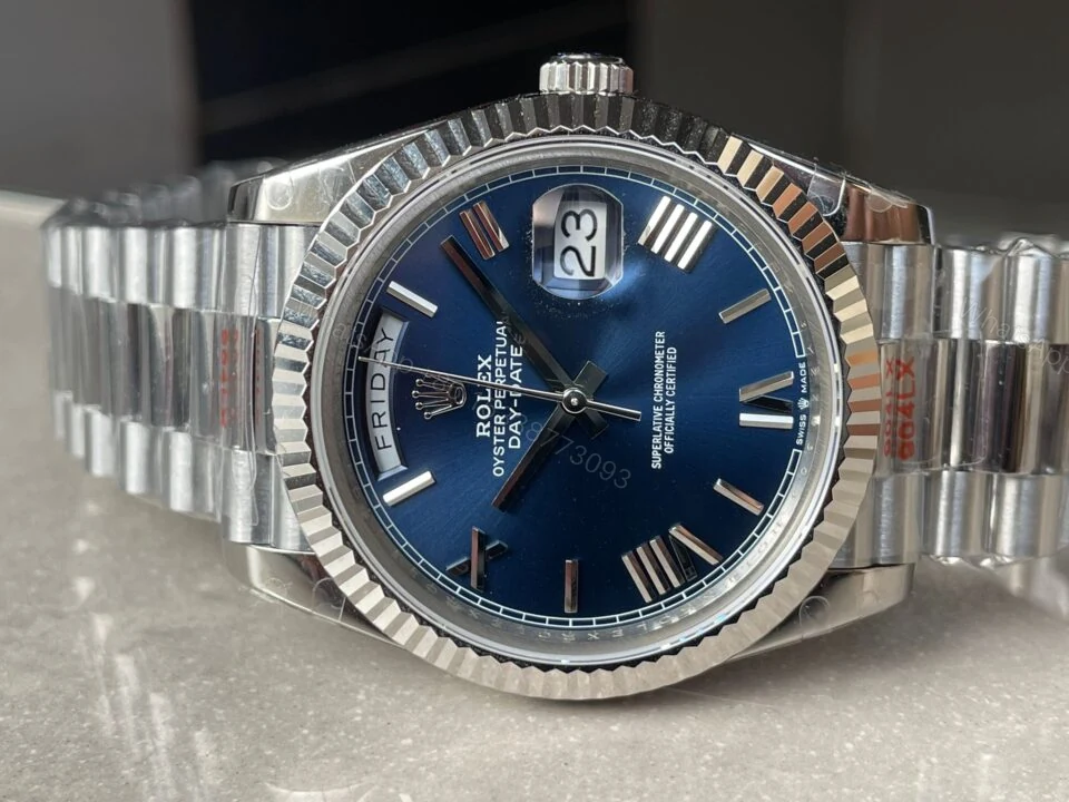 View 4 of GMF Factory 1:1 Rolex DayDate 40mm 228239 Gain Weight SS/tungsten Blue Dial Roman Markers A3255