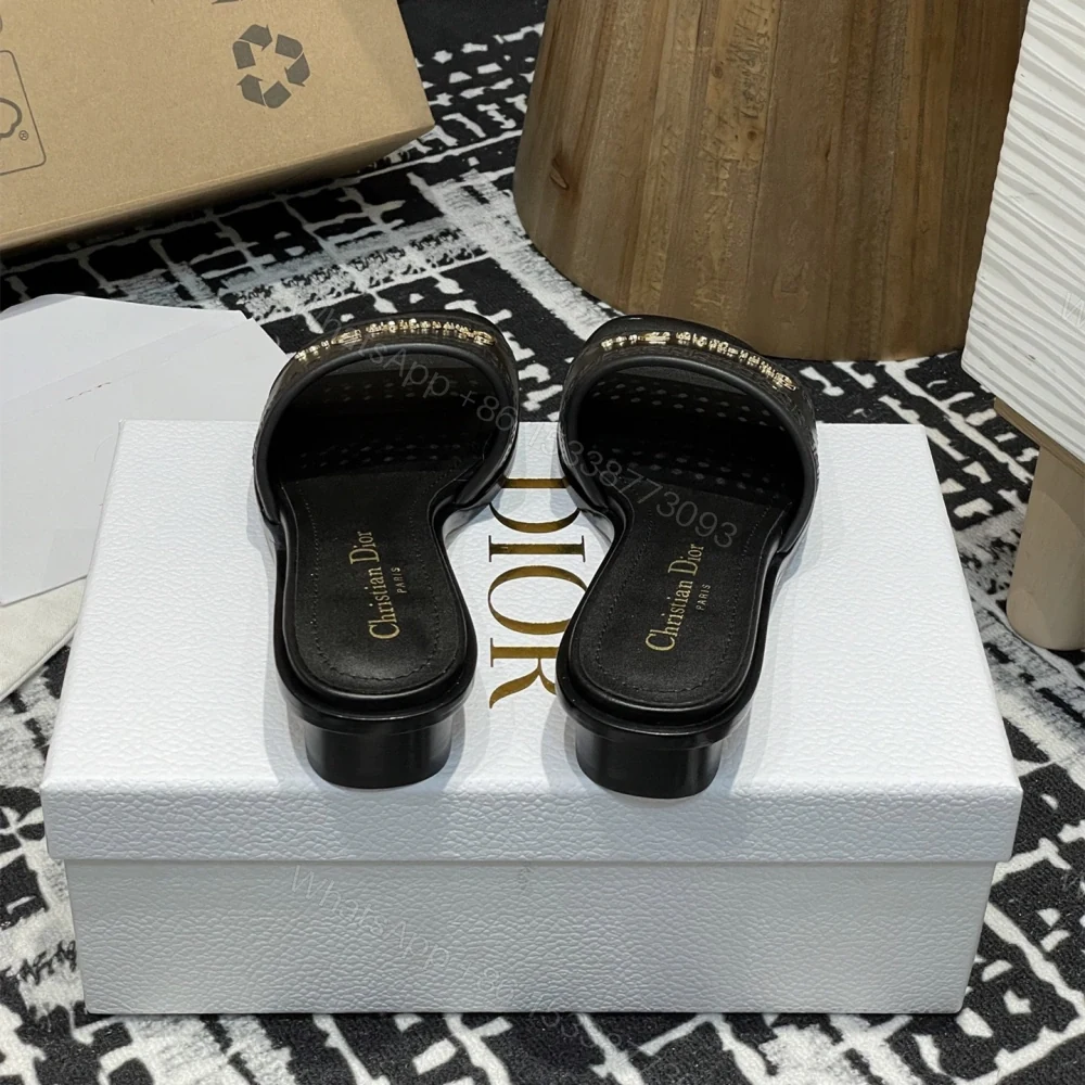 View 3 of 高仿Dior*D-Lane系列KCO206圓頭套腳拖鞋短踭黑色免檢版