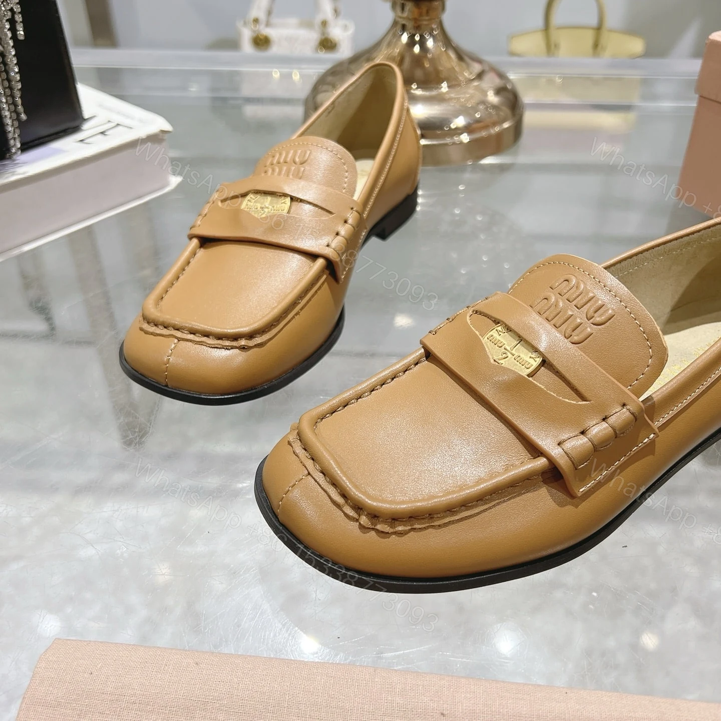 View 6 of MIUMIU LEATHER LOAFERS COGNAC 5D398E 248 F0046 F 010