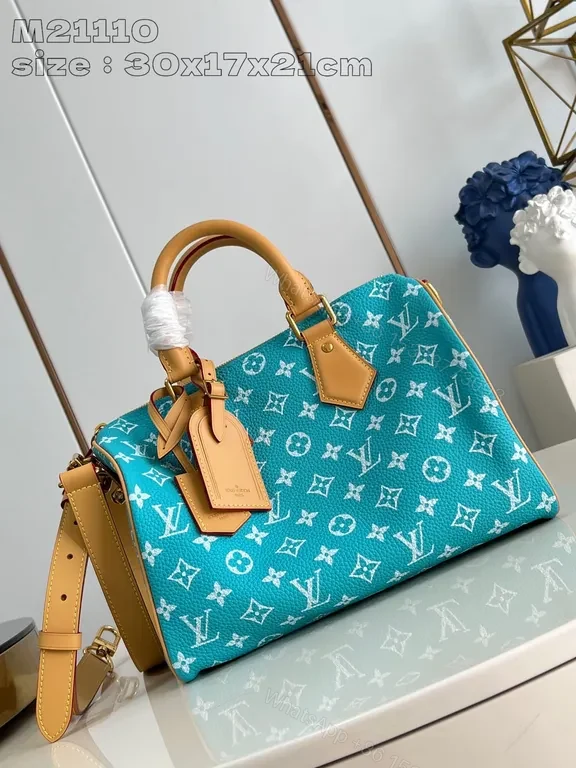 Turquoise Monogram Satchel â€“ Canvas + Leather, Structured, All-Day Versatility — view 1