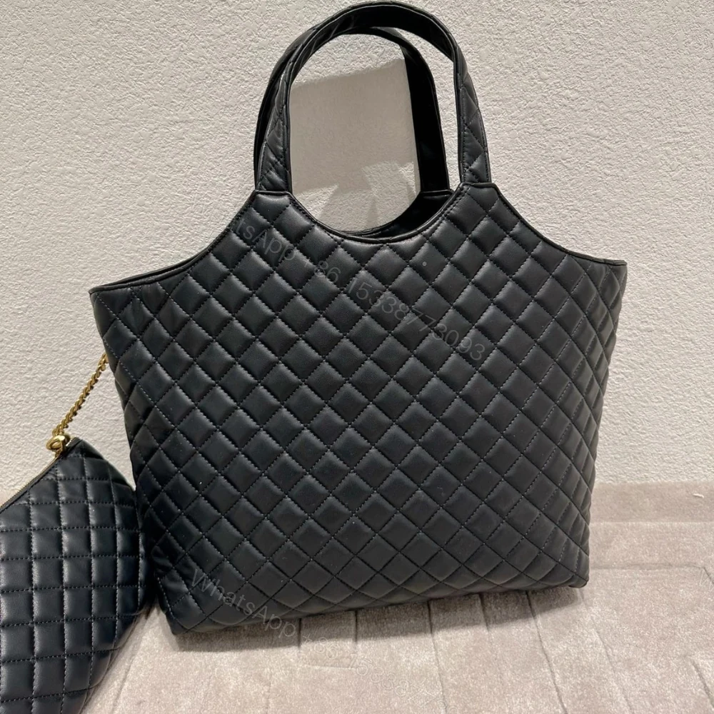 View 4 of Saint Laurent Icare Shopping Bag In Quilted Black Gold 50Cm