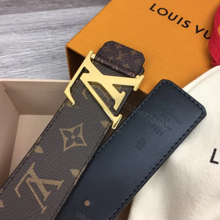 View 3 of Louis Vuitton Monogram Belt with Gold LV Buckleâ€”Versatile Luxury Accessory
