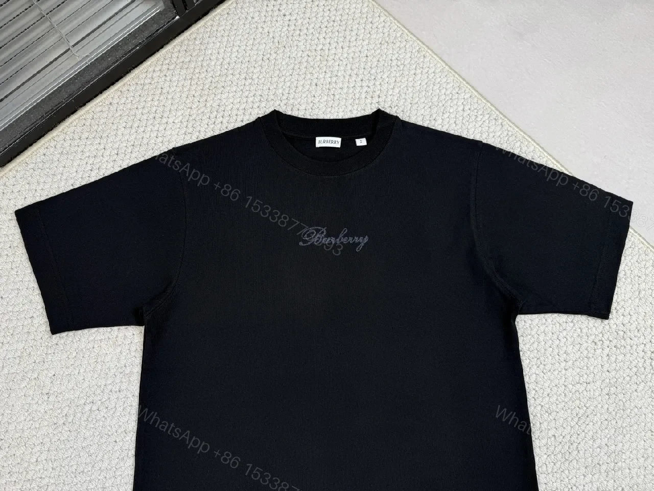 View 9 of Black Cotton Embroidered Tee: Subtle Luxury, All-Day Comfort
