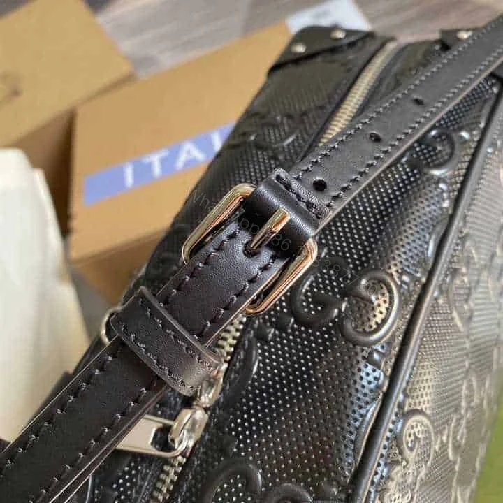 View 5 of GG EMBOSSED SHOULDER BAG IN BLACK LEATHER – GBC06