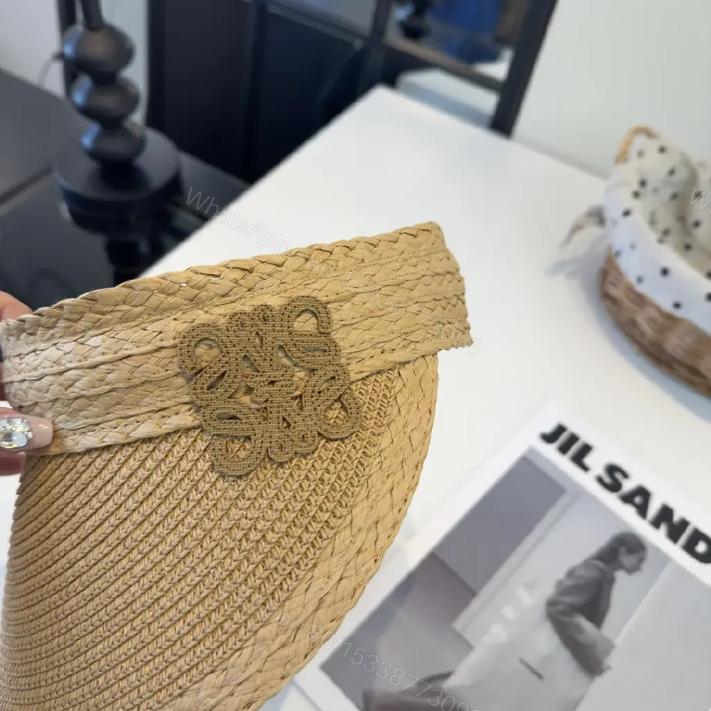 View 4 of Woven Straw Visor: Structured, Loewe-Inspired, Elegant Sun Hat
