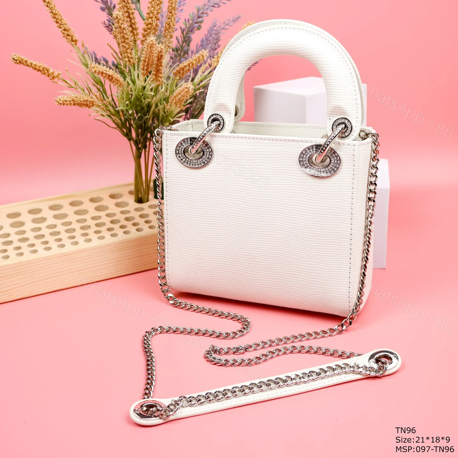 View 7 of Dior My Lady White Beaded Handbag 21x18x9cm