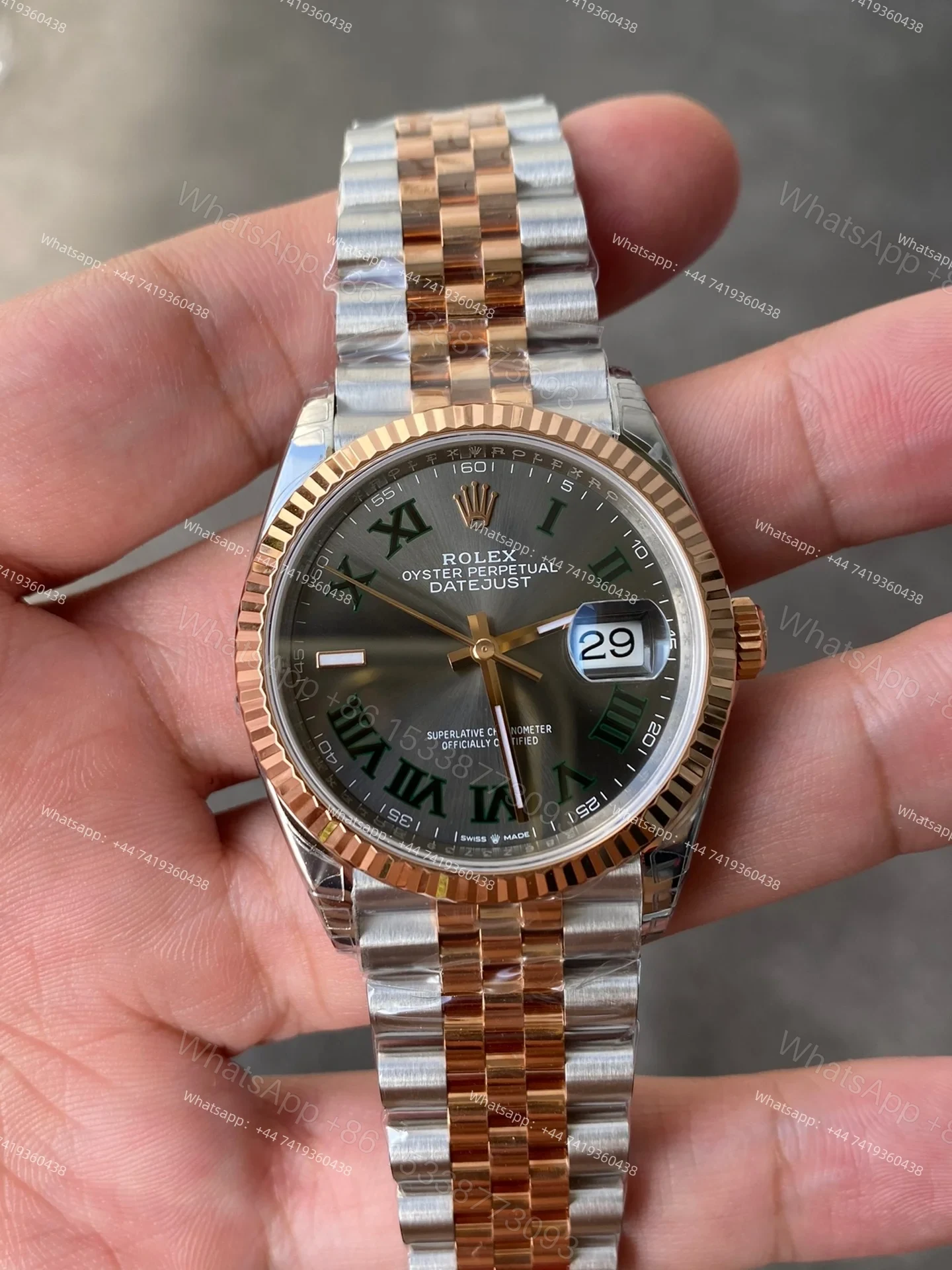 View 4 of Rolex Datejust M126231-0029 1:1 Replica Rose Gold Roman Gray Dial Jubilee 36MM 3235 Movement Super Clone Watch
