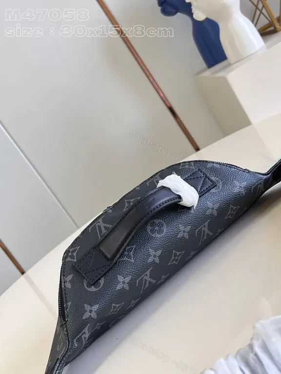 View 7 of Black Monogram Tote Bag with Zipper, Adjustable Strap, Louis Vuitton-inspired style