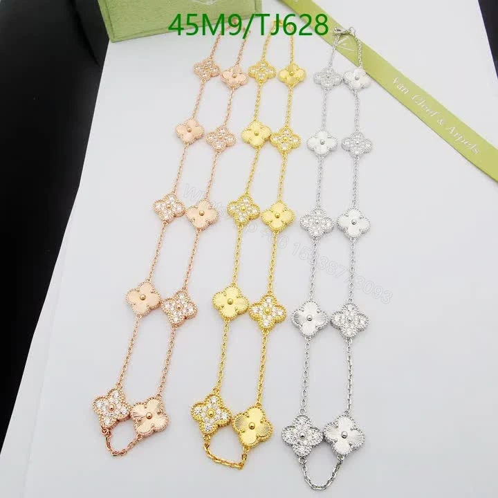 View 6 of Van Cleef Arpels replica Vintage Alhambra 10-Motif Clover Chain Necklace
