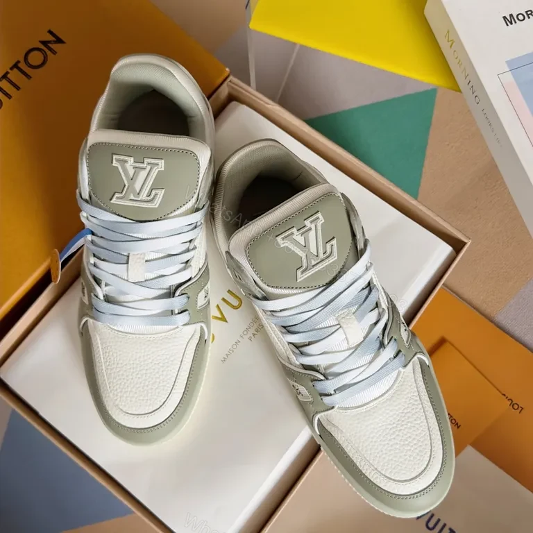 View 6 of Bold LV All-Season Leather Sneakers with Velvet Panels