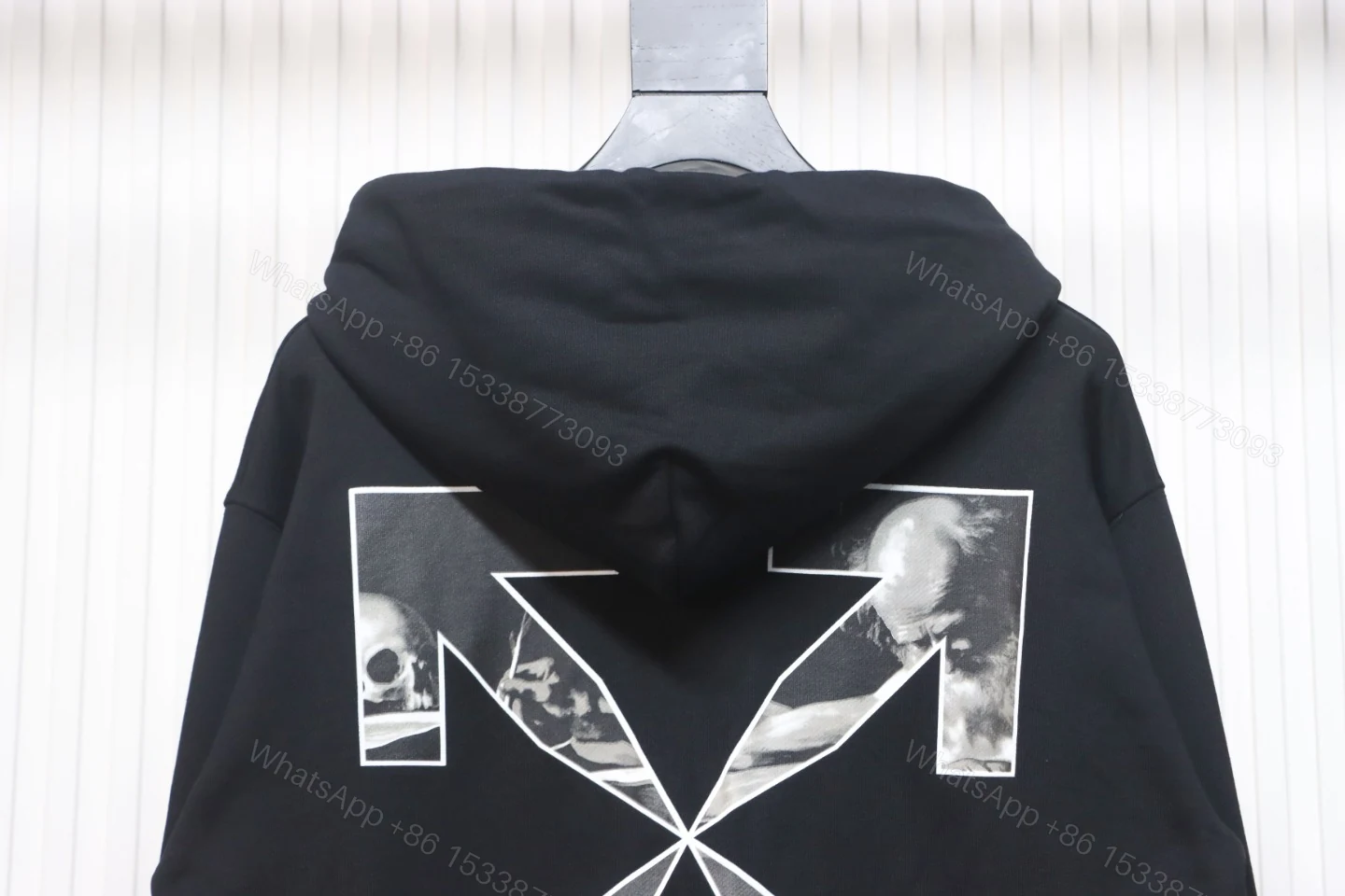 View 3 of Off-white Caravaggio black and white religious hoodie