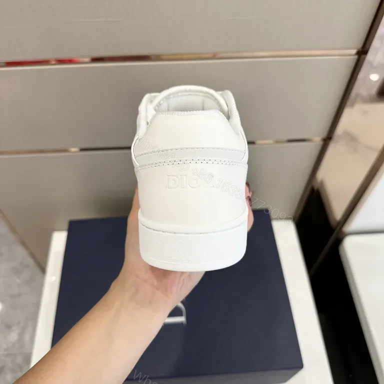 View 8 of White Dior-Influenced Leather Low-Top Sneaker: Structured Luxury