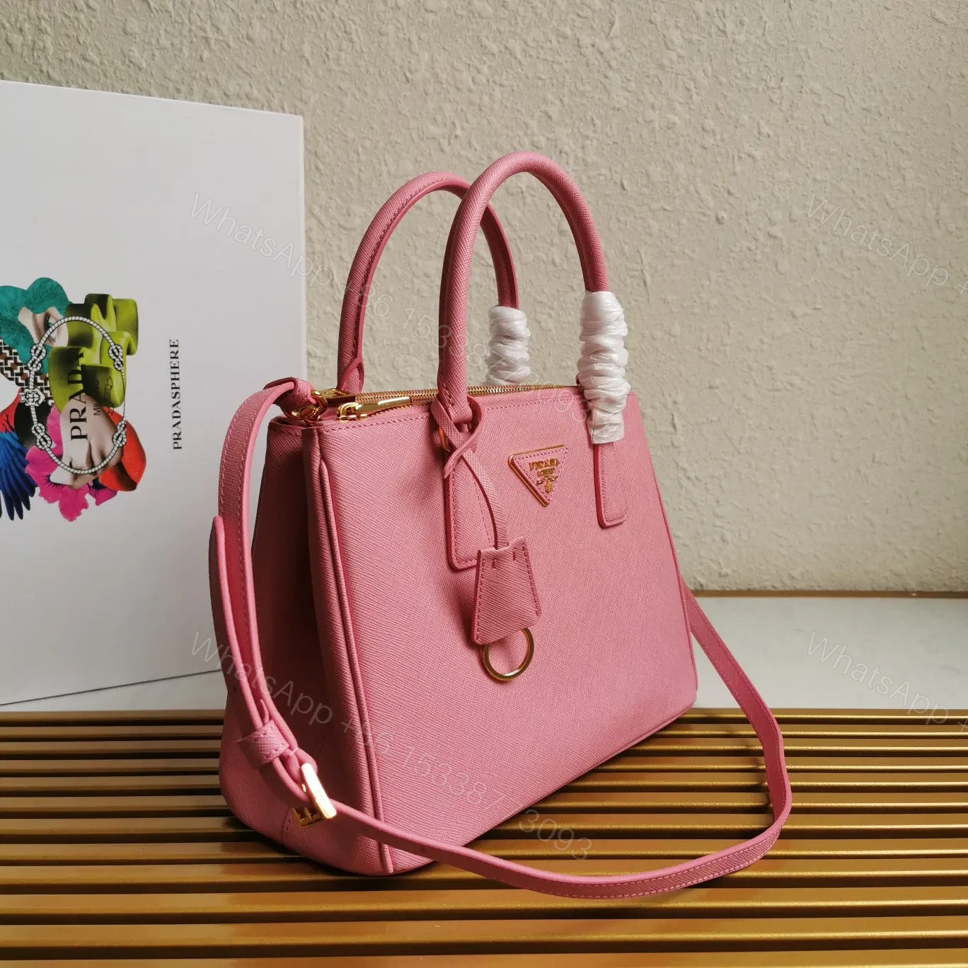 View 3 of MEDIUM GALLERIA 28 PINK SAFFIANO LEATHER