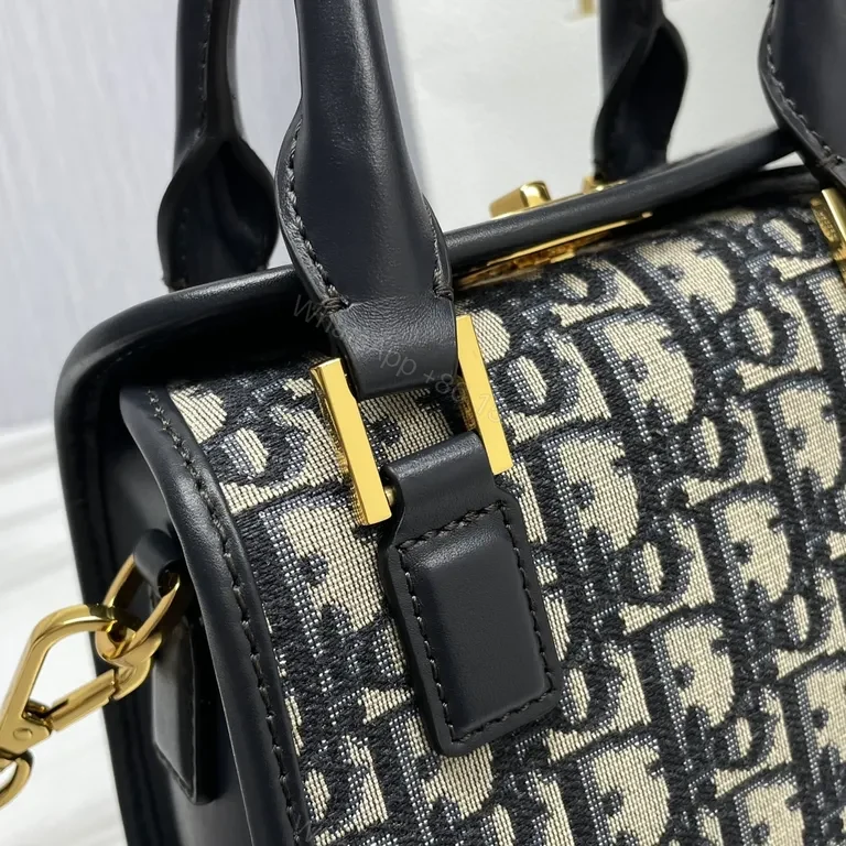 View 7 of Navy Jacquard Satchel: Luxe Structured Style Tote