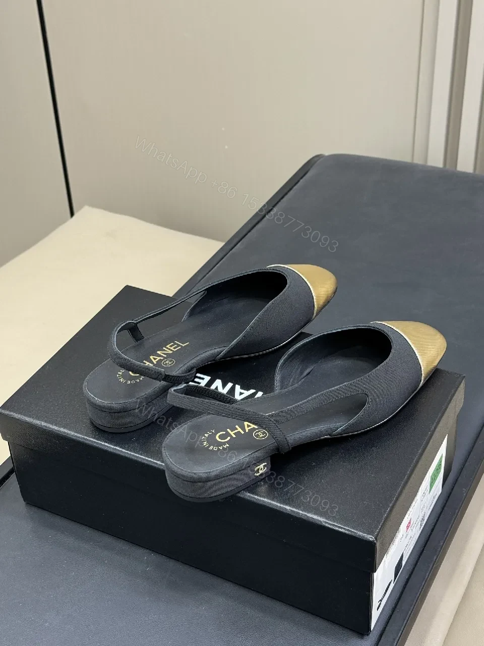 View 5 of Gold Cap-Toe Knit Slingback Slides: Luxe Comfort