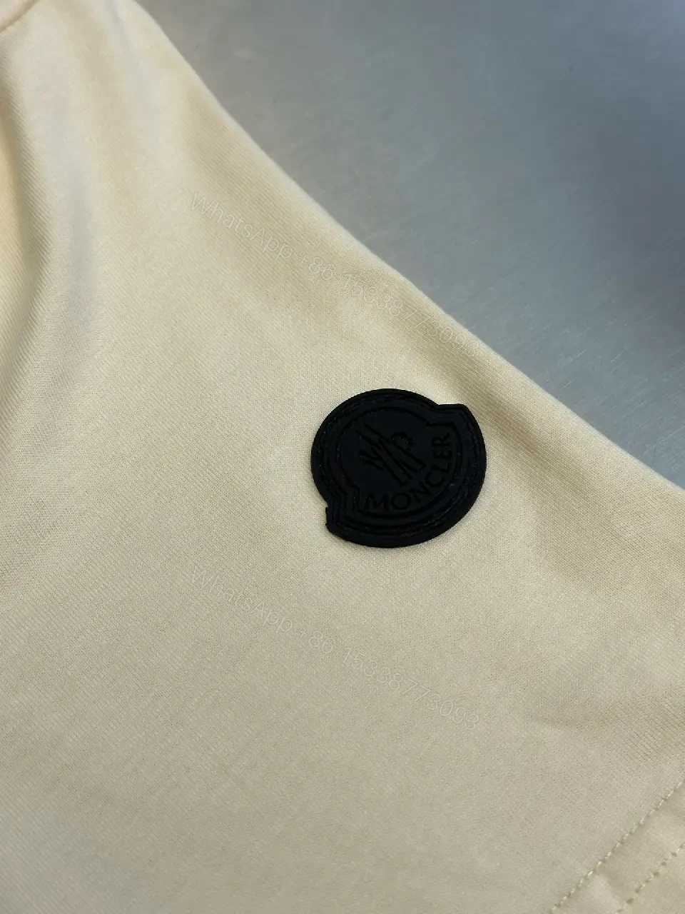 View 6 of Cream Off-White Silk-Soft Tee with Small Chest Logo Tee