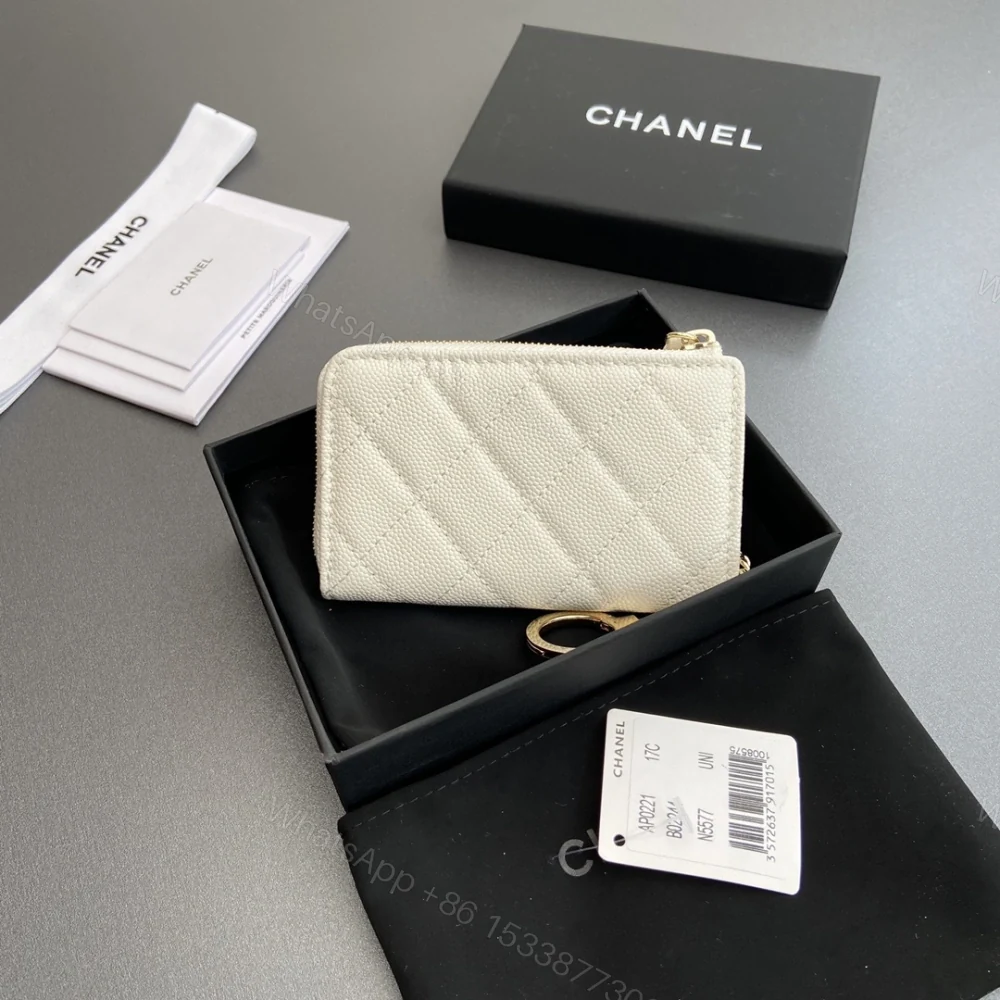 View 2 of 高仿Chanel*AP0223零錢包白色魚子醬金扣免檢版