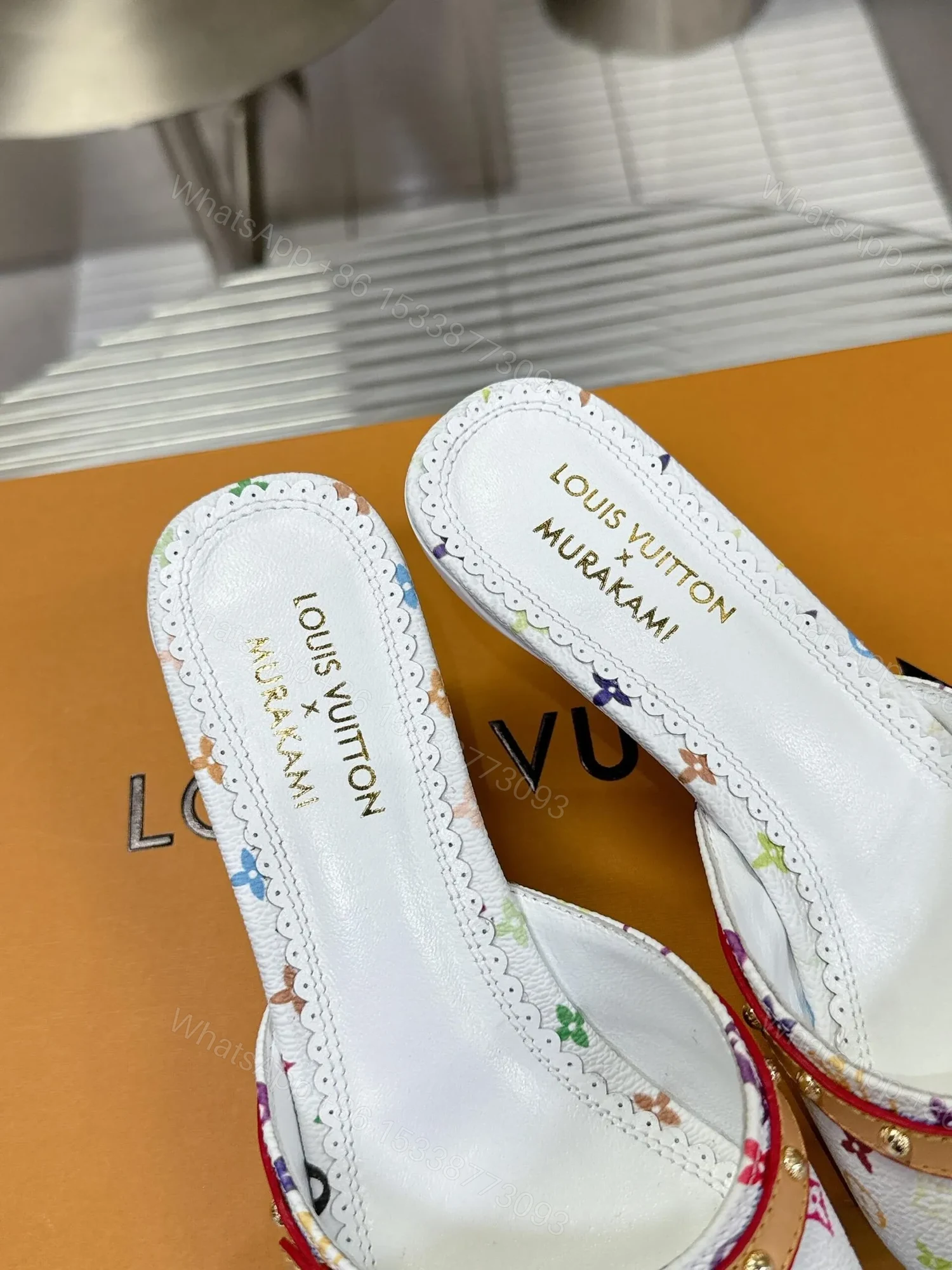 View 2 of LV Women White Multicolor Leather Heels