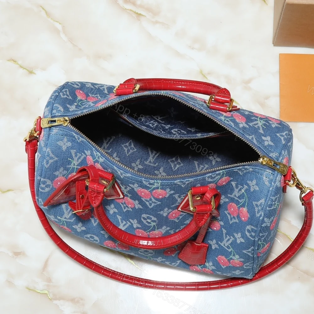 View 6 of Louis Vuitton X Takashi Murakami Bolsa Speedy Soft 30 Monogram Denim Blue 30Cm N87627