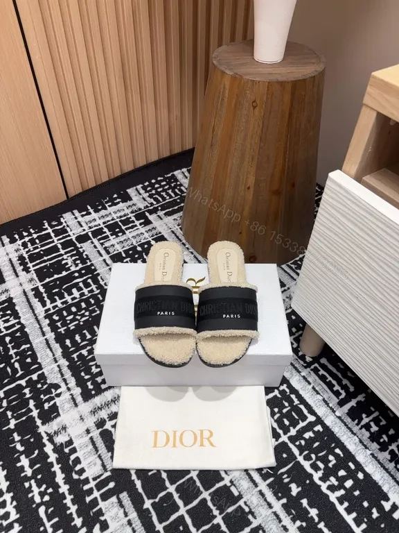 Neutral-Chic Leather Slides with Logo Band — view 1