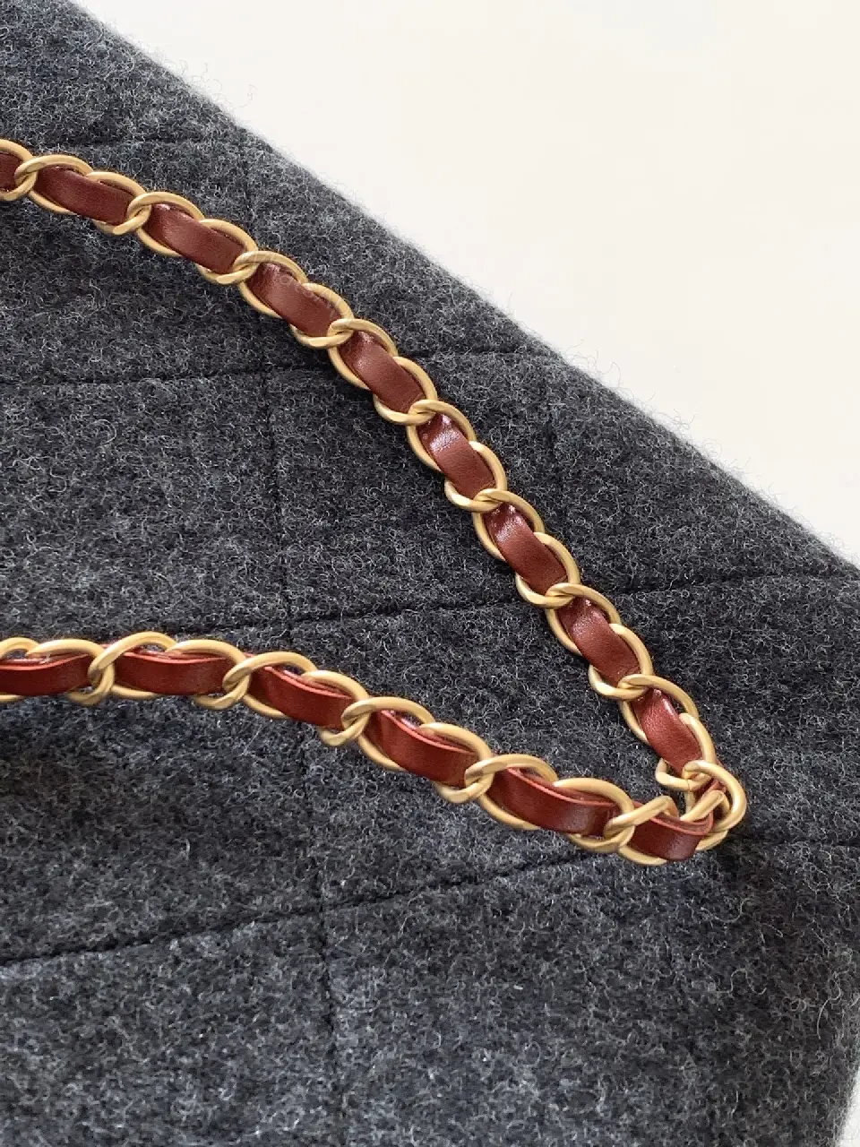 View 5 of Textured Quilted Tote – Wool-Blend with Gold Hardware Tote