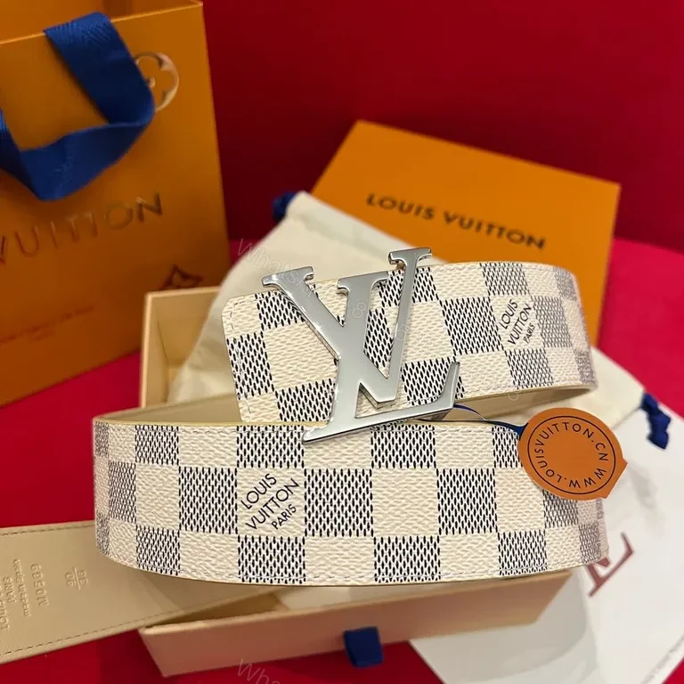 View 6 of Checked Monogram Belt: Bold Luxury Checkerboard Buckle Belt
