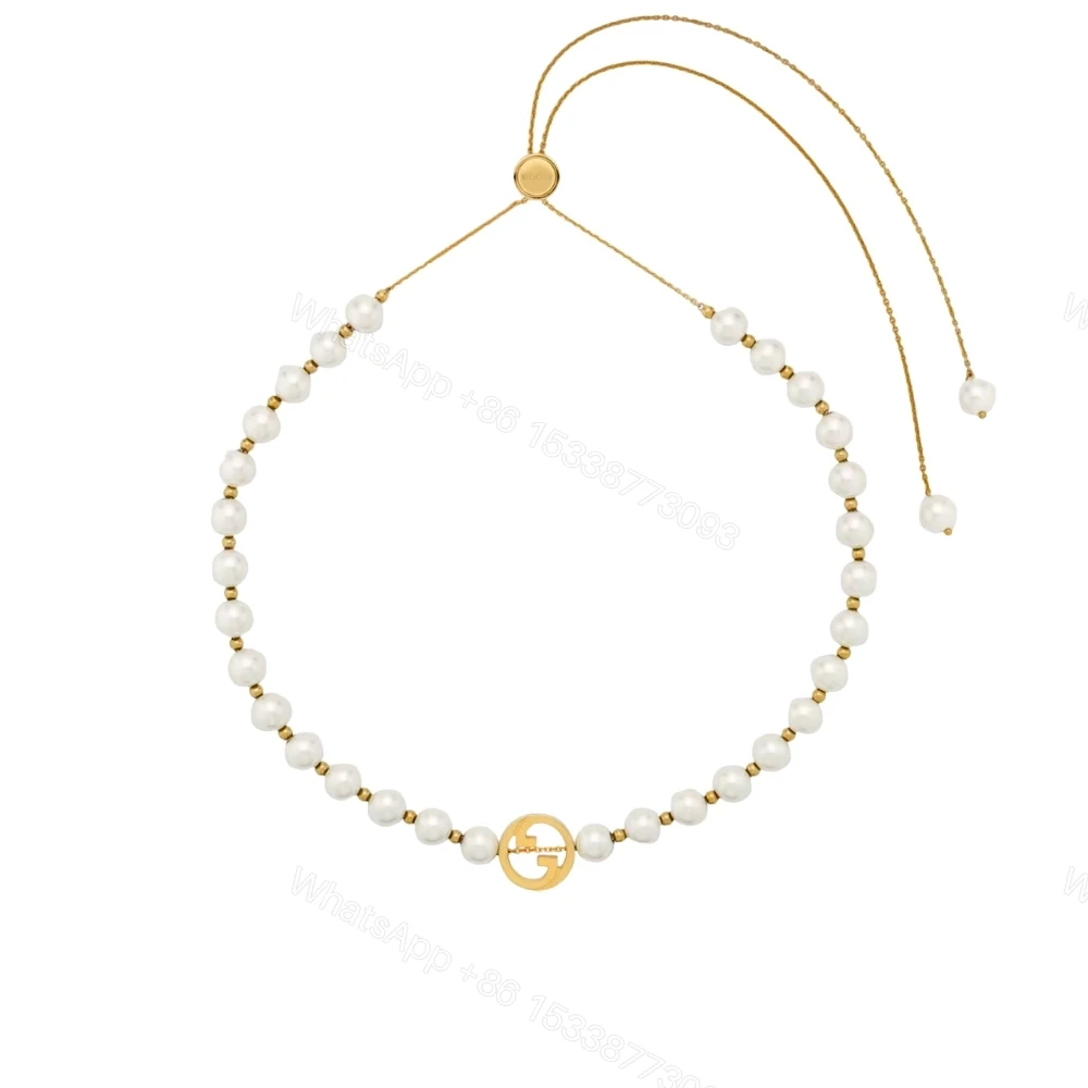 Gucci Interlocking Pearl Necklace Gold — view 1