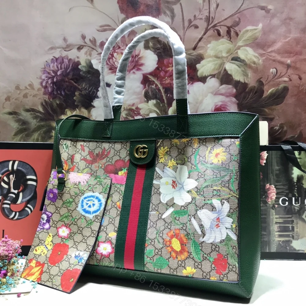 View 2 of Gucci Ophidia GG Flora Medium Tote Green 44Cm
