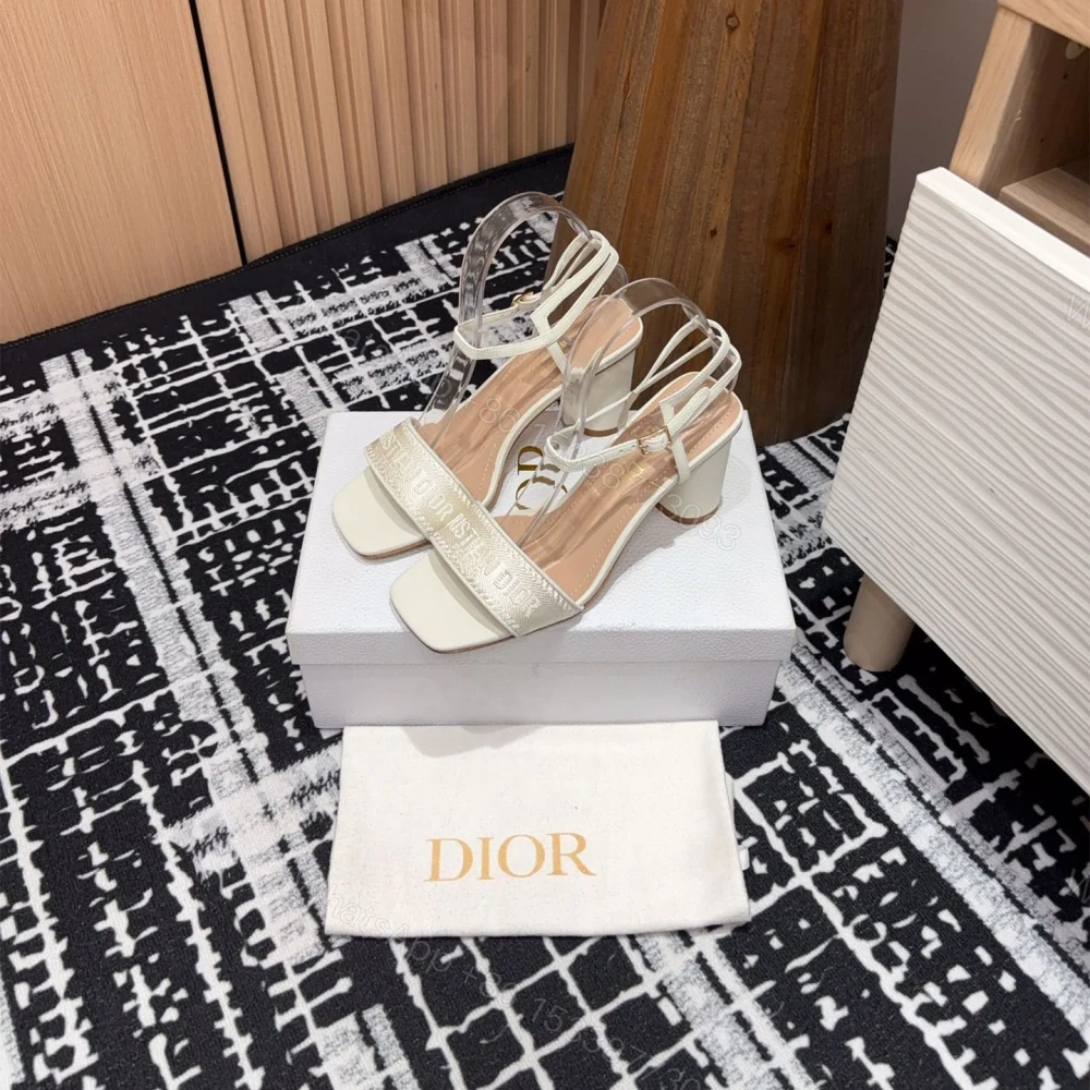 View 5 of 高仿Dior*Dway系列KDQ853一字高跟刺繡涼鞋金色免檢版