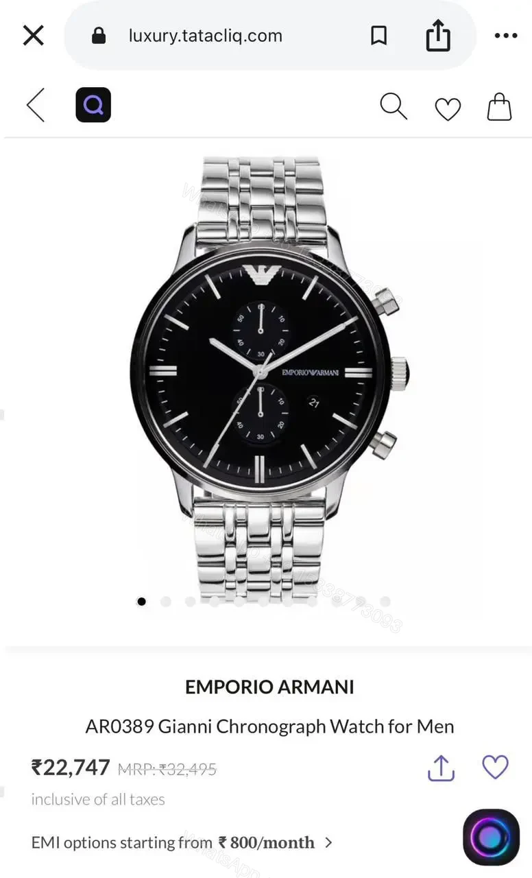 View 2 of Armani Black Dial