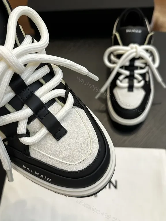 View 3 of Bold Contrast Stitching High-Tops: Balmain-Inspired Sneakers