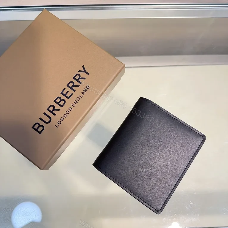 View 9 of Iconic Burberry Check Leather Wallet: Slim, Gold Clasp, Bi-Fold
