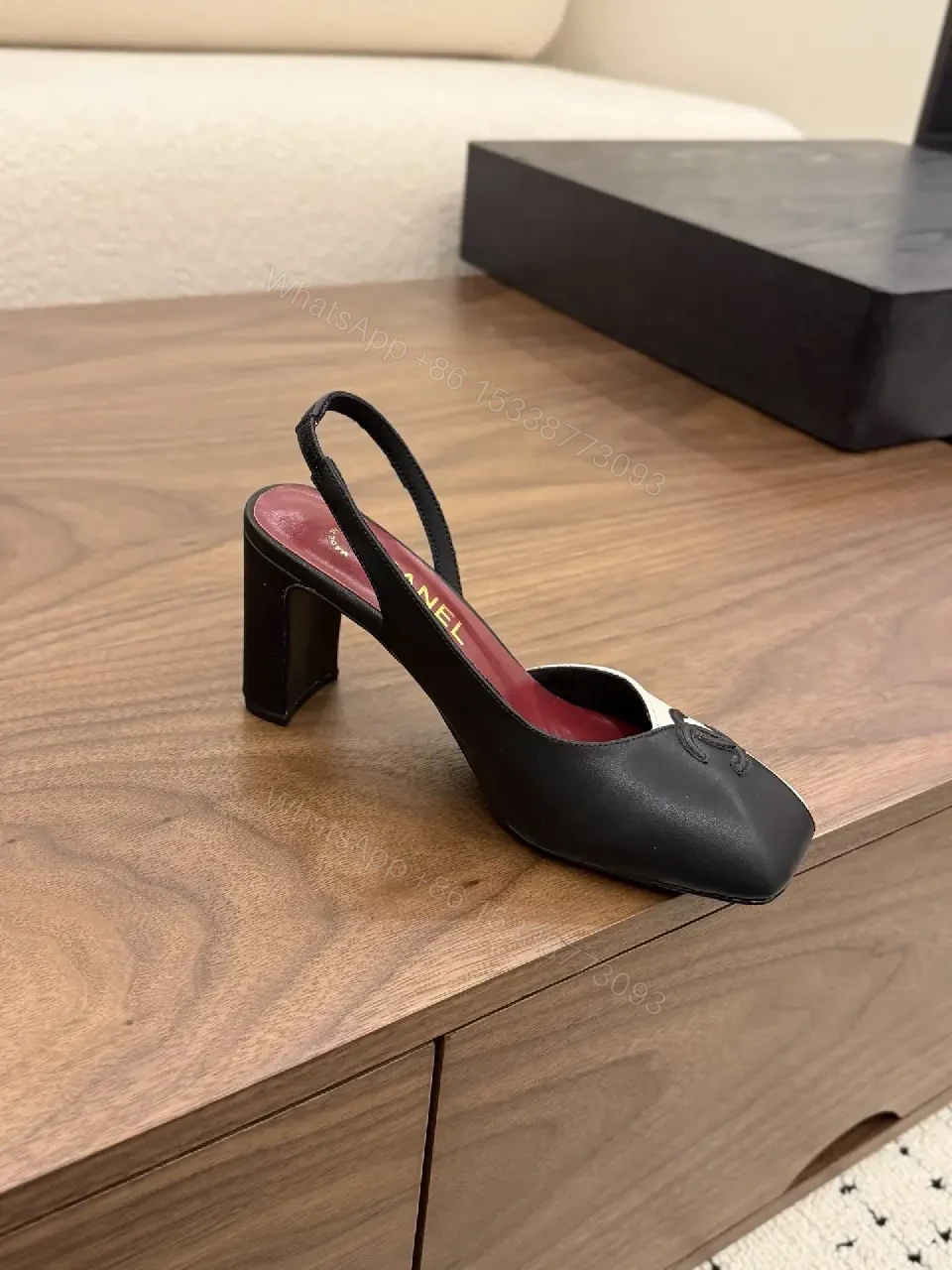 View 3 of Two-Tone Slingback Heels – Modern Mono Contrast Comfort