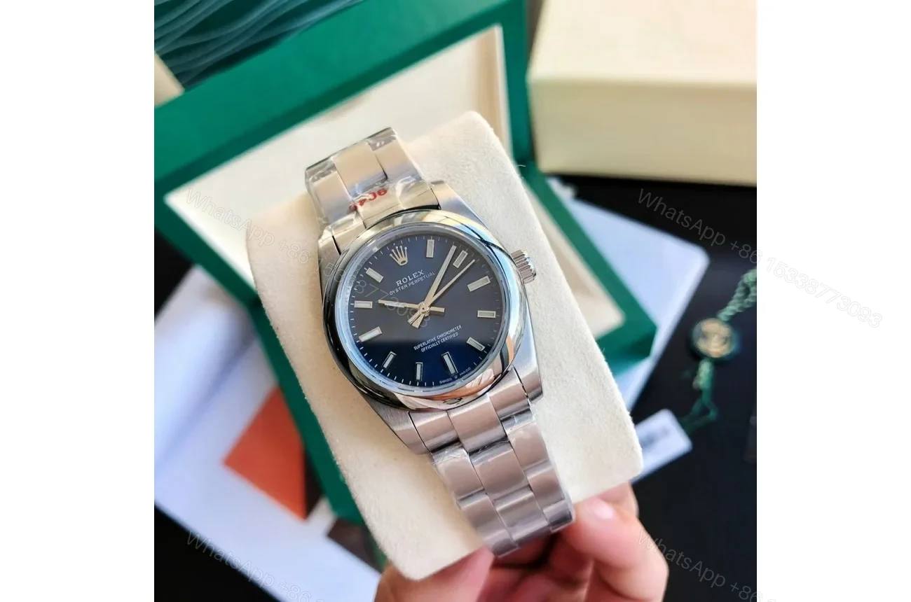 View 2 of Replica Rolex Oyster Perpetual SS/SS Blue/Stk 31/41 mm