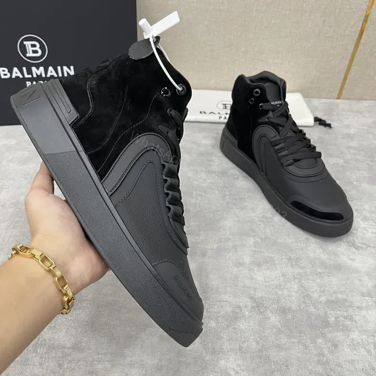 View 9 of Monochrome Balmain High-Top: Premium Leather Sneaker