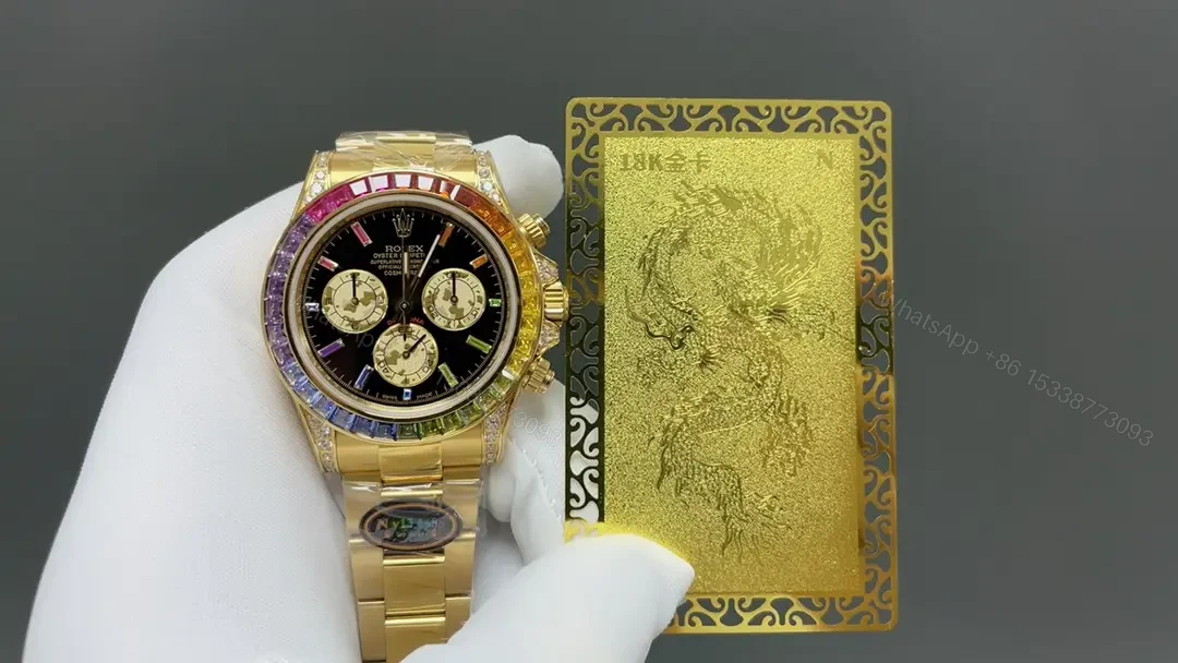 View 7 of Rolex Daytona Rainbow Yellow Gold replica 40MM Oyster Bracelet Edition RG-DAYTONA-RAINBOW-YG-OYSTER-40
