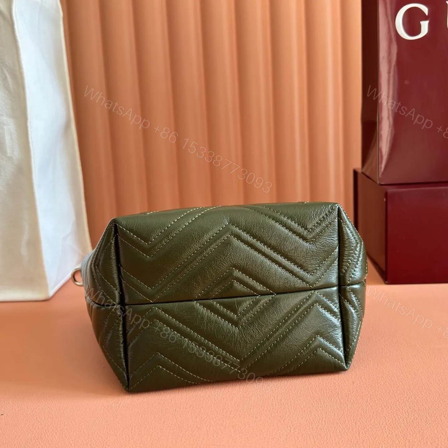 View 7 of GUCCI GG MARMONT TOTE BAG 17 IN MOSS GREEN