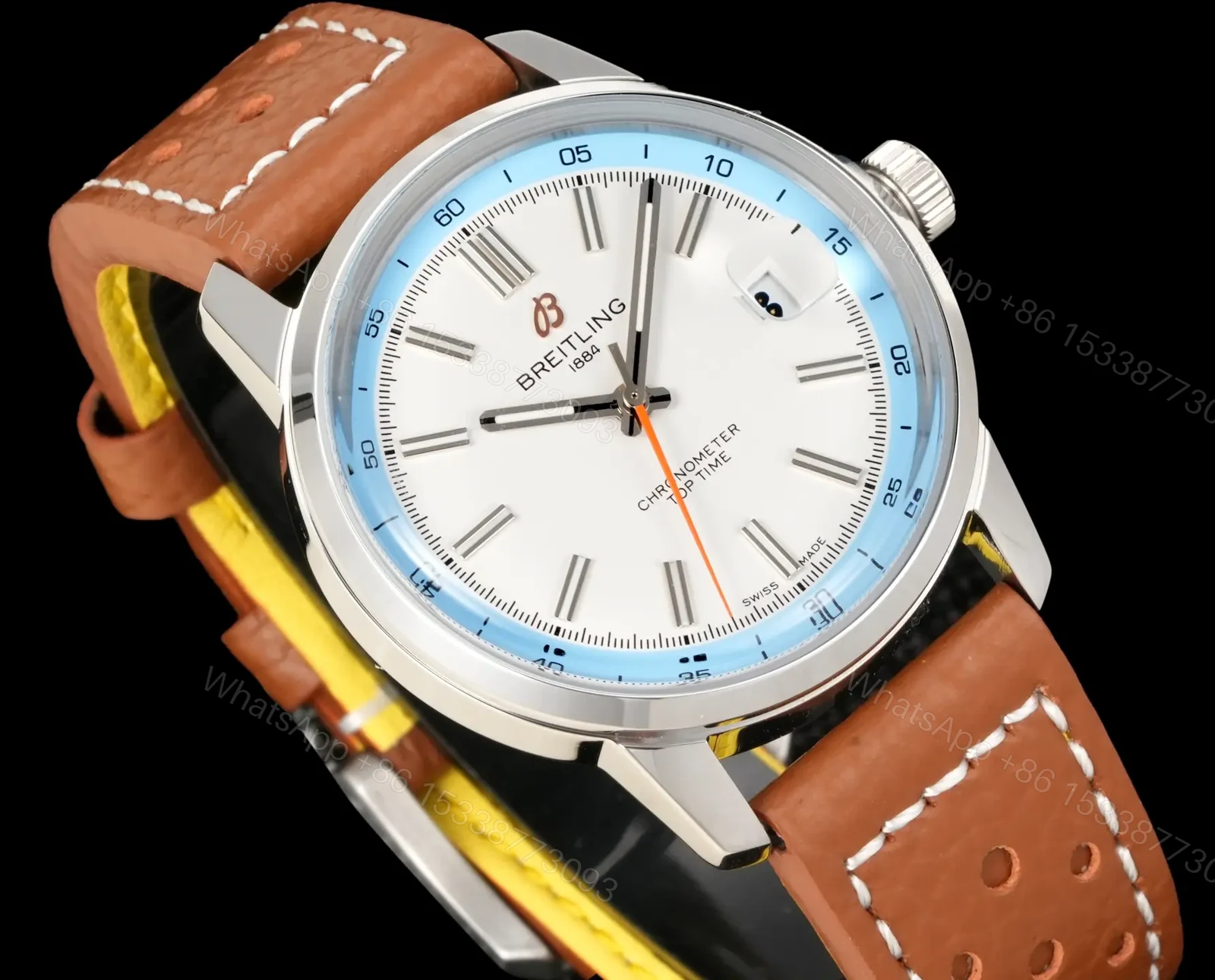 View 5 of Breitling Top Time B31 White Replica Leather Strap 38MM Premium AB3113281A1X1