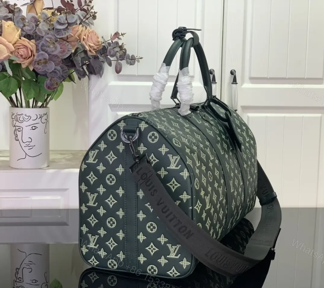 View 3 of Statement Monogram Duffel: Structured, Durable Travel Bag