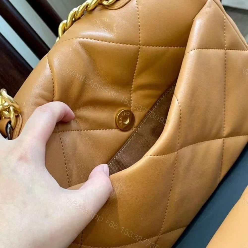 View 4 of Chanel 19 Flap Bag Shiny Gold And Silver Tone Camel 26Cm AS1160 B04852 NB356
