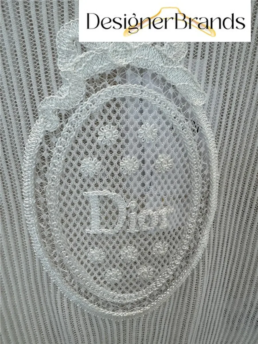 View 5 of White Knit Mesh Top with Dior Crest Embroidered Detail (No Brand Details)