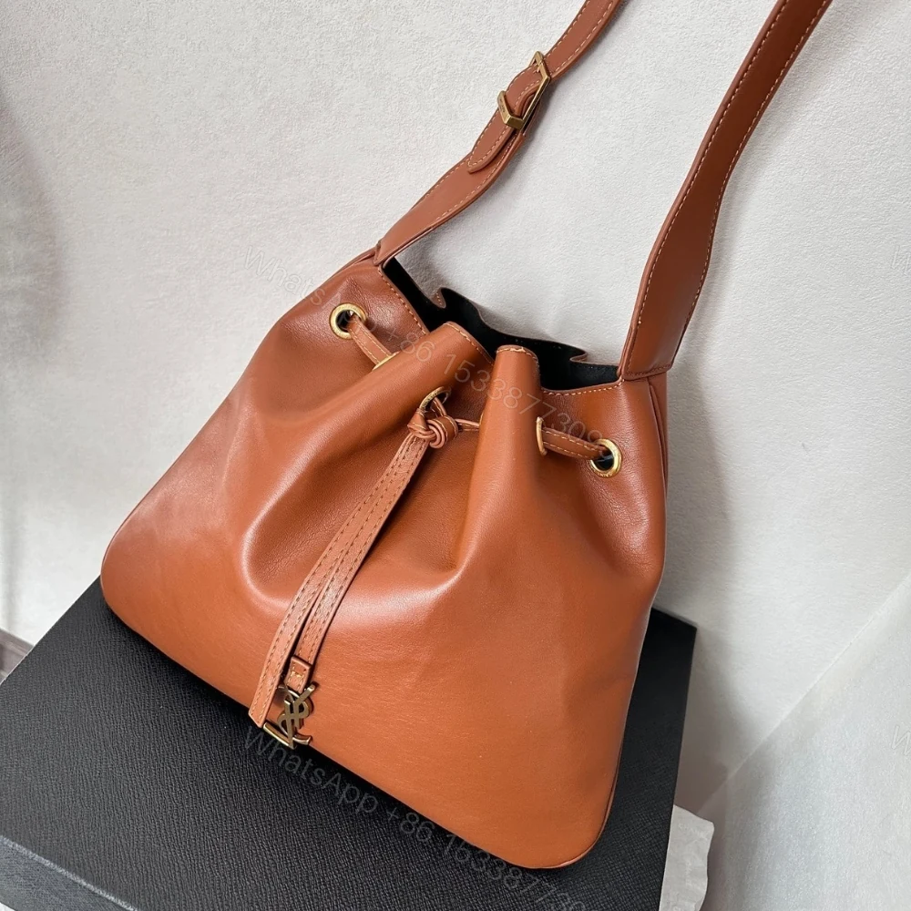 View 2 of Saint Laurent Paris VII Medium Flat Hobo Bag In Smooth Brown 28Cm