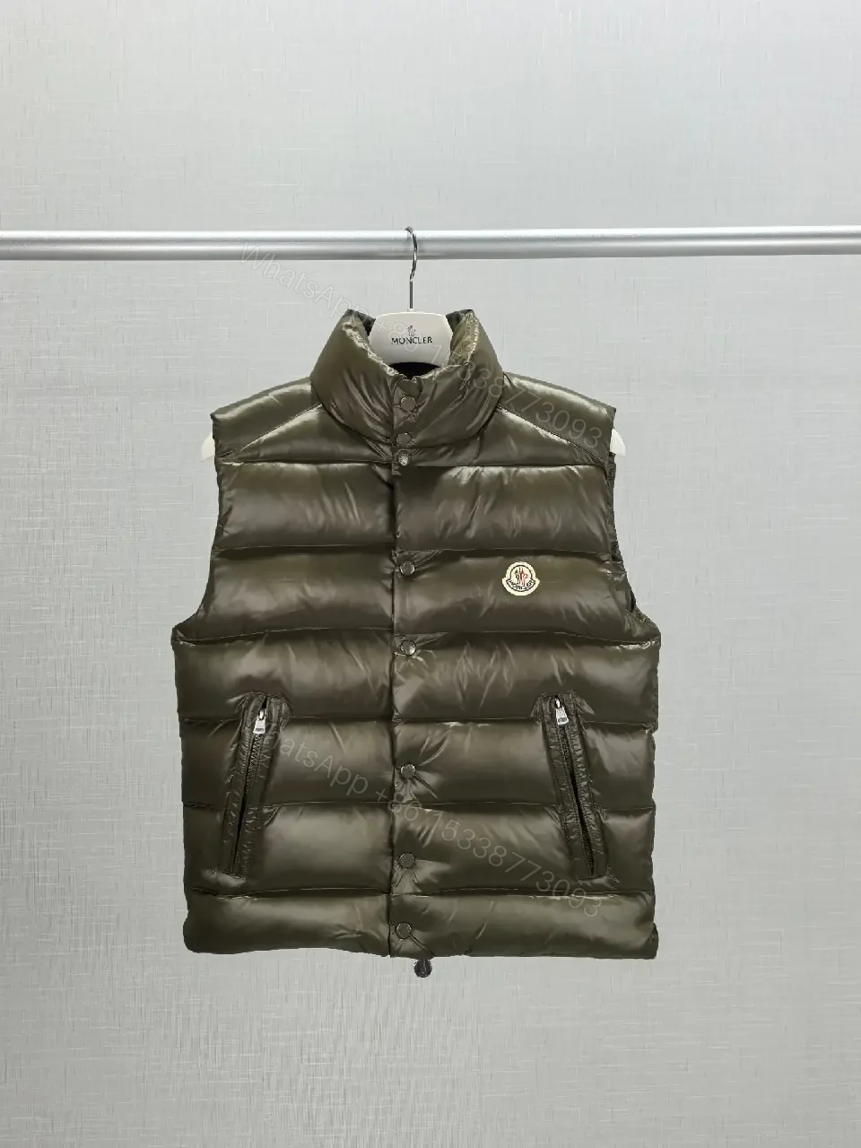 Olive Puffer Vest, Signature Quilting, Lightweight Warmth, Urban Utility — view 1