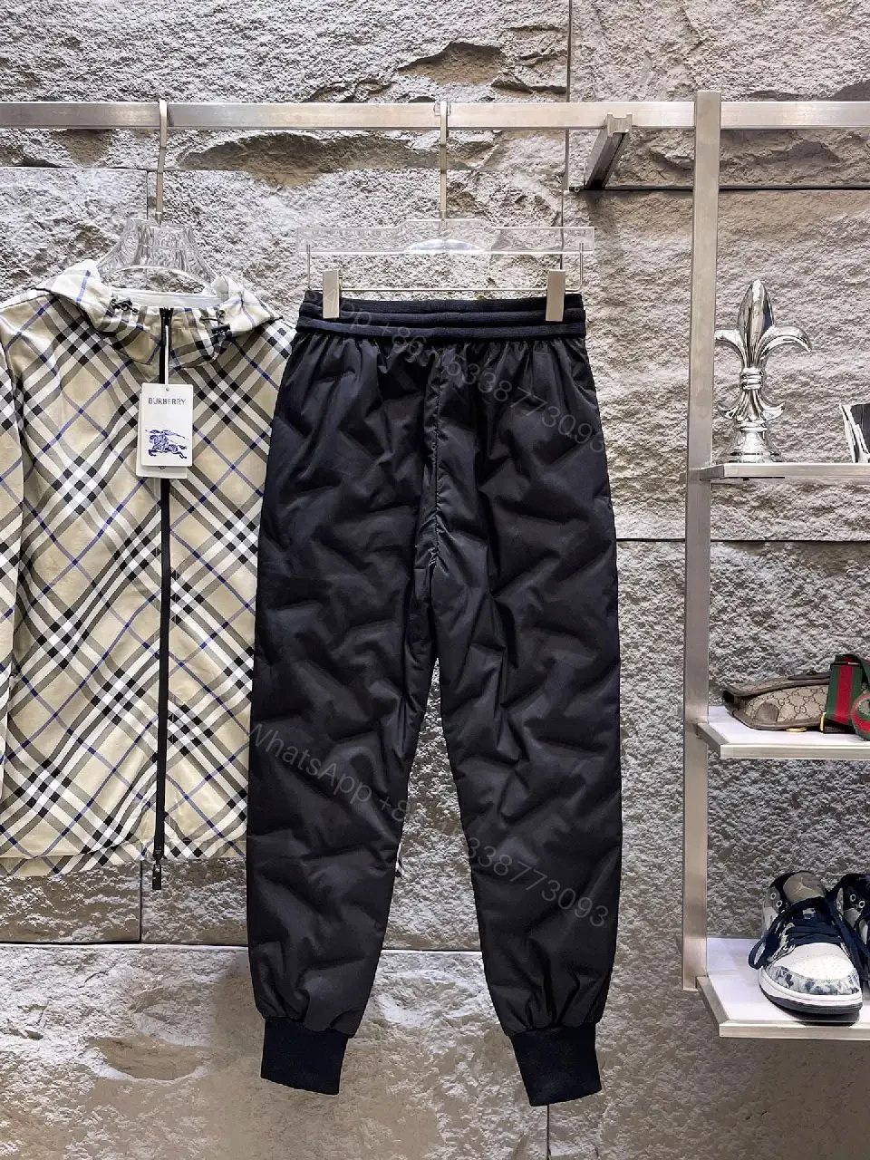 View 4 of Black Nylon Jogger with Subtle Designer Patch, Luxe Streetwear Style