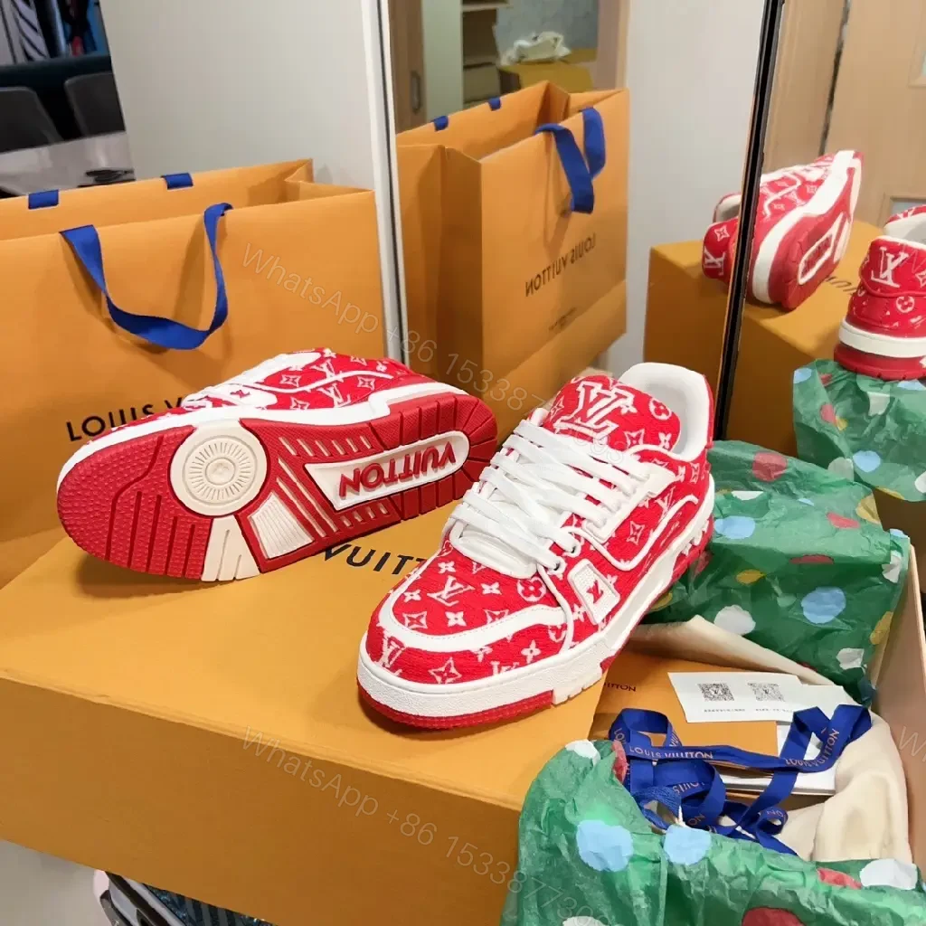 View 8 of Patterned Luxe Sneakers with Signature LV Motif - Bold, Modern Chic