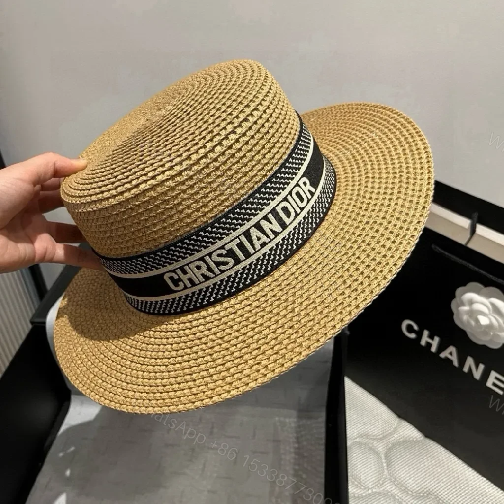 View 3 of Straw Hat with Bold Dior Band – Structured, Sun-Proof Chic