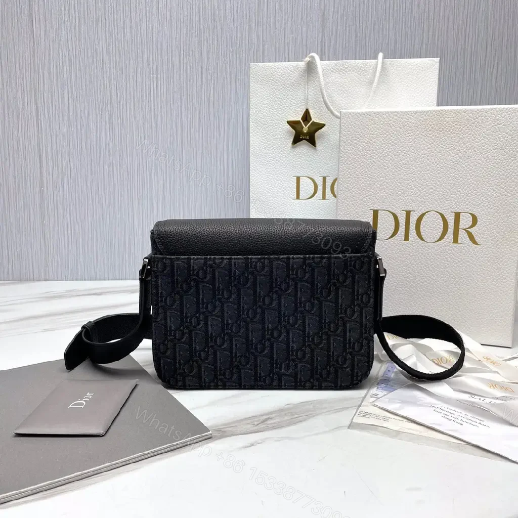 View 5 of Compact Dior Messenger Bag: Textured Leather, Structured Crossbody